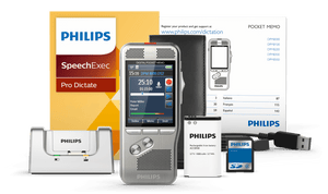 Philips DPM 8200 Professional Digital Dictation Recorder - Includes free 2 years SpeechExec Pro Dictate Software subscription.